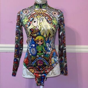 Blackmilk legend of Zelda wind waker toon link velvet bodysuit stained glass